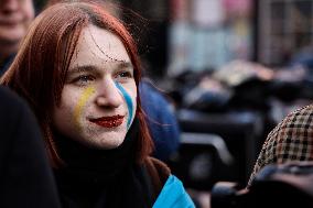 NY: People Observe The Second Anniversary Of The War In Ukraine