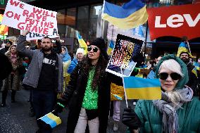 NY: People Observe The Second Anniversary Of The War In Ukraine