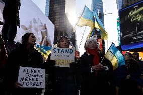 NY: People Observe The Second Anniversary Of The War In Ukraine