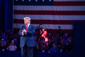 Former President Donald Trump Leaves The CPAC Stage
