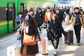 Passengers Travel at Nanjing Railway Station