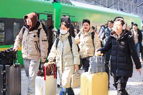 Passengers Travel at Nanjing Railway Station