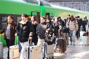 Passengers Travel at Nanjing Railway Station