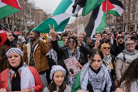 Protest In Barcelona In Solidarity With Palestine.