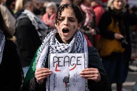 Protest In Barcelona In Solidarity With Palestine.