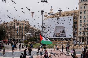 Protest In Barcelona In Solidarity With Palestine.