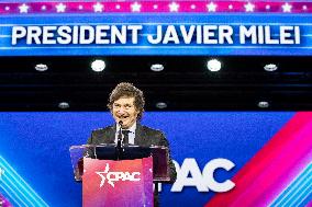 Argentina’s President Javiier Milei speaks at CPAC