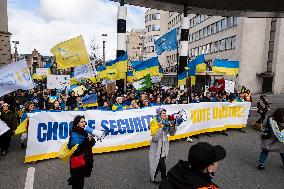 Rally for Ukraine on the 2nd anniversary of Russian invasion - Brussels