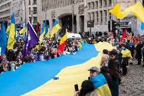 Rally for Ukraine on the 2nd anniversary of Russian invasion - Brussels