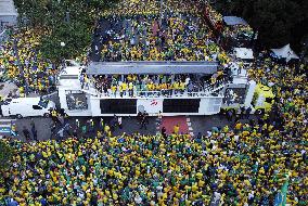 Protesters Along Avenida Paulista In São Paulo, Act In Support Of Former President Jair Bolsonaro