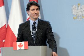 Justin Trudeau And Donald Tusk Provide Statement On Ukraine - Warsaw