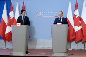 Justin Trudeau And Donald Tusk Provide Statement On Ukraine - Warsaw