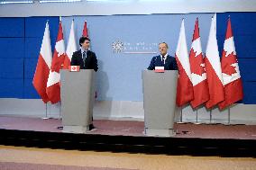 Justin Trudeau And Donald Tusk Provide Statement On Ukraine - Warsaw