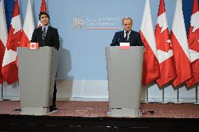 Justin Trudeau And Donald Tusk Provide Statement On Ukraine - Warsaw