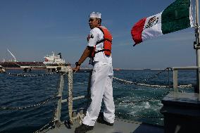 Andrés Manuel López Obrador, President Of Mexico, Inaugurates The Breakwater At The Port Of Salina Cruz, Oaxaca