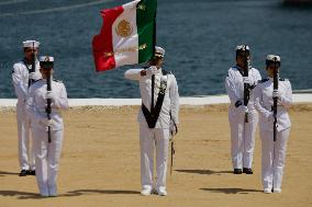 Andrés Manuel López Obrador, President Of Mexico, Inaugurates The Breakwater At The Port Of Salina Cruz, Oaxaca