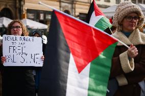 Solidarity With Palestine Demonstration In Krakow, Poland