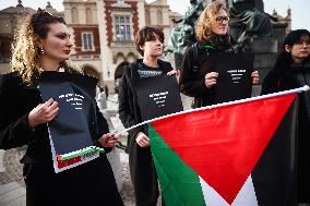 Solidarity With Palestine Demonstration In Krakow, Poland