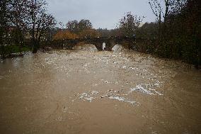 Overflowing of the Arga River In Pamplona - Spain