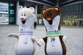Attilio Fontana Welcomes The Mascots Tina And Milo Of The XXV Olympic And Paralympic Winter Games Milano Cortina 2026 In Milan
