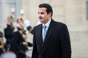 Emmanuel Macron welcomes Qatar’s Emir Sheikh Tamim bin Hamad Al Thani - Paris