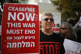 Israeli Activists In Tel Aviv Protest Against Israeli Attacks On Gaza