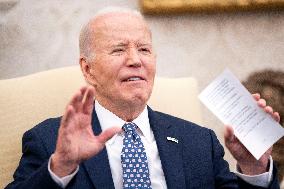 President Biden and Vice President Harris Host Congressional Leaders in the Oval Office