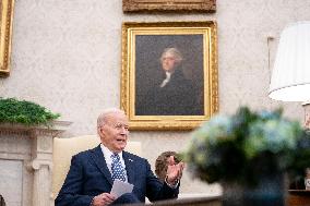 President Biden and Vice President Harris Host Congressional Leaders in the Oval Office