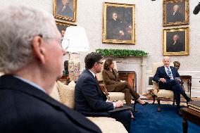 President Biden and Vice President Harris Host Congressional Leaders in the Oval Office