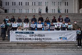 Korean Peninsula Peace Action's Press Conference Urge The Government To Stop Hostilities Against The North