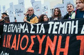 Tempe Accident - Symbolic Protest In Central Railway Station In Athens Greece