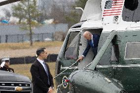 President Joe Biden arrives for his physical