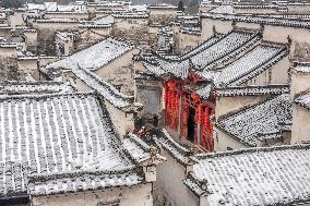 Xidi Ancient Village Snow Scenery in Huangshan