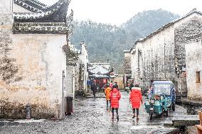 Xidi Ancient Village Snow Scenery in Huangshan