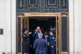 President Joe Biden departs from his physical