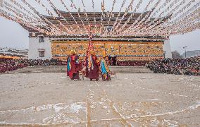 Monks Perform Vajra Dance in Gannan