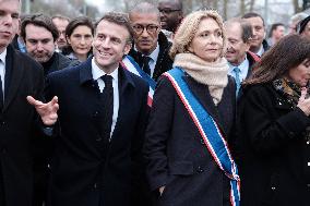 President Macron Visits Paris 2024 Olympic Village - Saint Denis