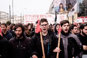 Protest Against The Non-state Universities In Athens