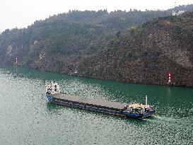 Cargo Ships Pass Through The Three Gorges of the Yangtze River in Yichang