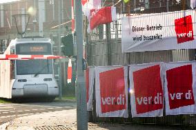 Public Transportation Workers Go On 48 Hours Strike In Duesseldorf