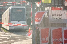Public Transportation Workers Go On 48 Hours Strike In Duesseldorf