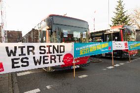 Public Transportation Workers Go On 48 Hours Strike In Duesseldorf