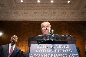 Senate Democrats hold press conference on voting rights