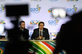 Press conference Fernando Haddad Brazil's finance minister at the G20