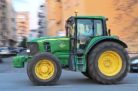 Farmers Protest With Tractors In Latina, Italy