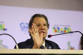 Press conference Fernando Haddad of the Brazilian Minister of Finance at the G20 in São Paulo