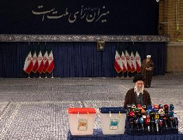 Iran, Elections, Supreme Leader Ayatollah Khamenei Voting