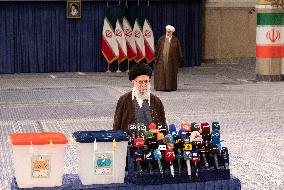 Iran, Elections, Supreme Leader Ayatollah Khamenei Voting