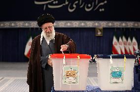 Ayatollah Ali Khamenei Casts His Ballot - Tehran