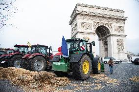 Farmers Block The Champs Elysees - Paris
